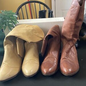 Chic Women's Heeled Boots in Brown and Tan